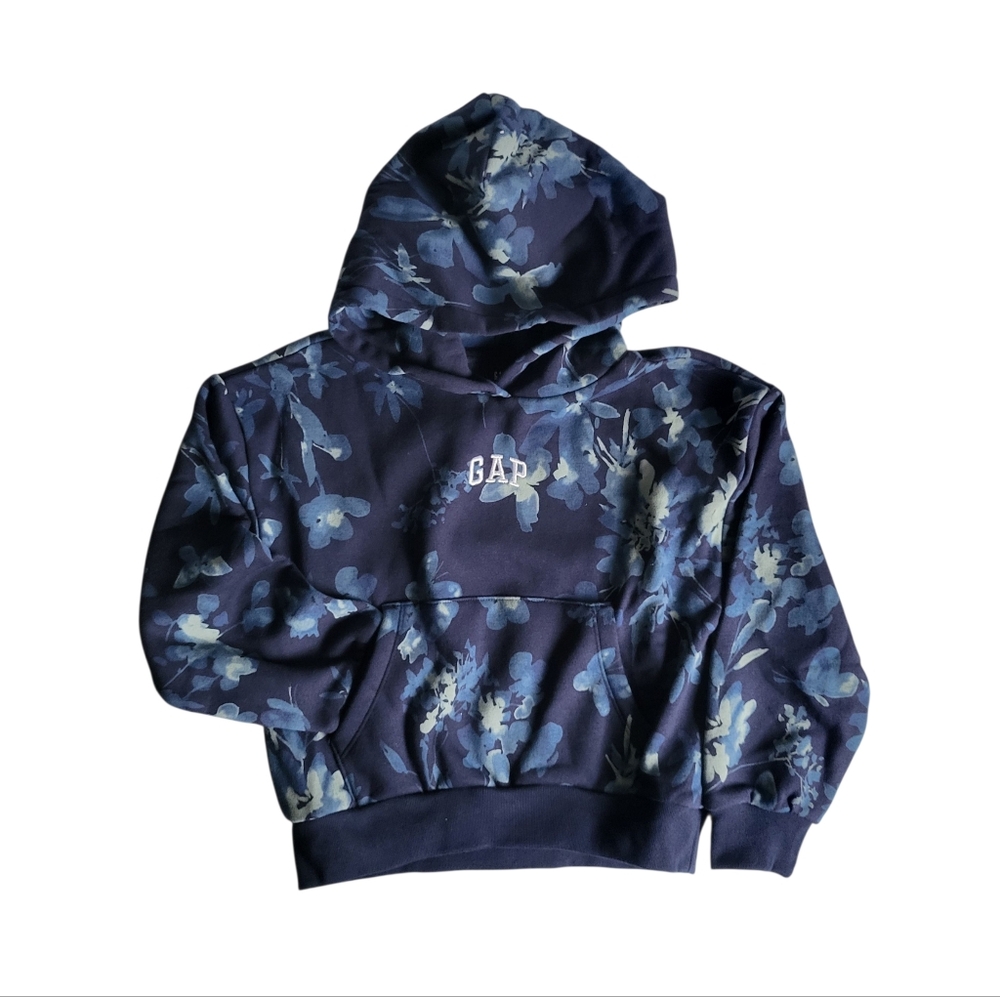 NWOT GAP Kids Navy Blue Floral Hoodie - M (8)